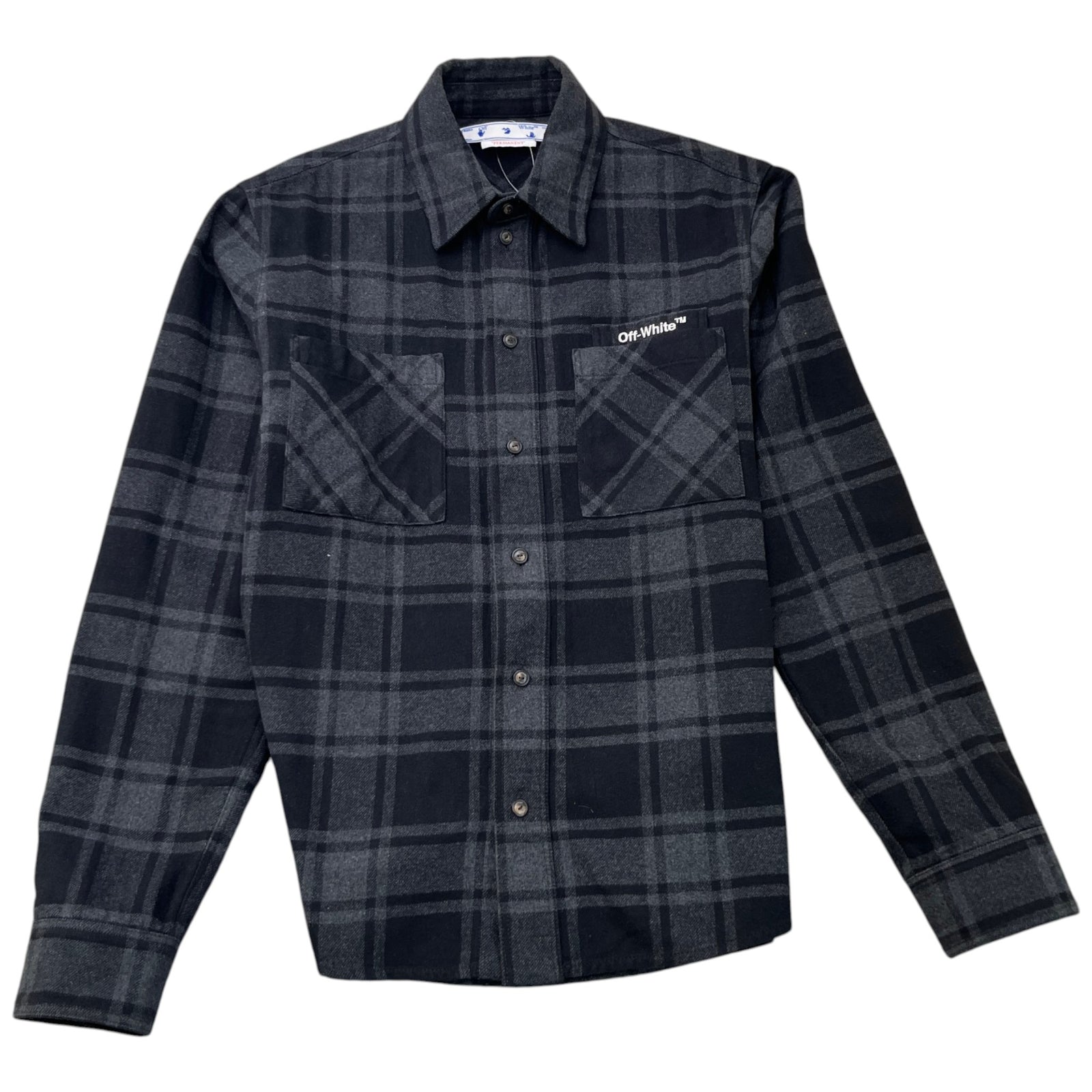 Men's Outline Arrows Flannel Long Sleeve Shirt Grey Size S - Photo 1