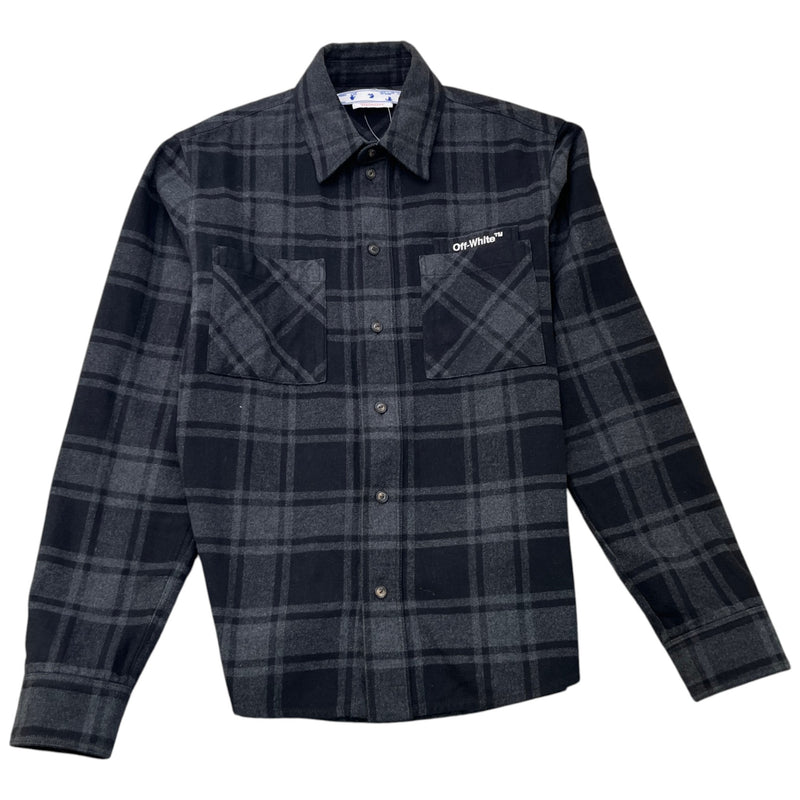 Men's Outline Arrows Flannel Long Sleeve Shirt Grey Size S