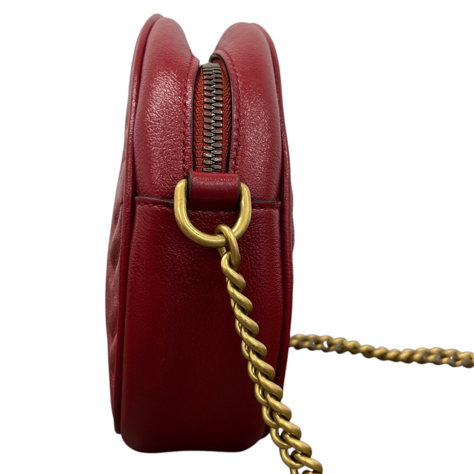 Women's Gg Marmont Mini Round Bag Red - Photo 7