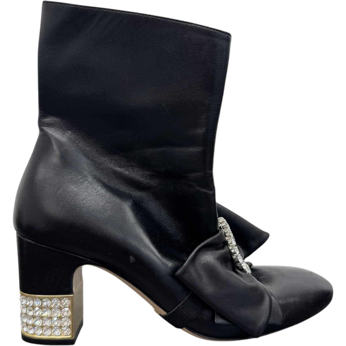 Women's Nappa Removable Bow Candy Ankle Boots Black Size UK 6 / EU 39 - Photo 1