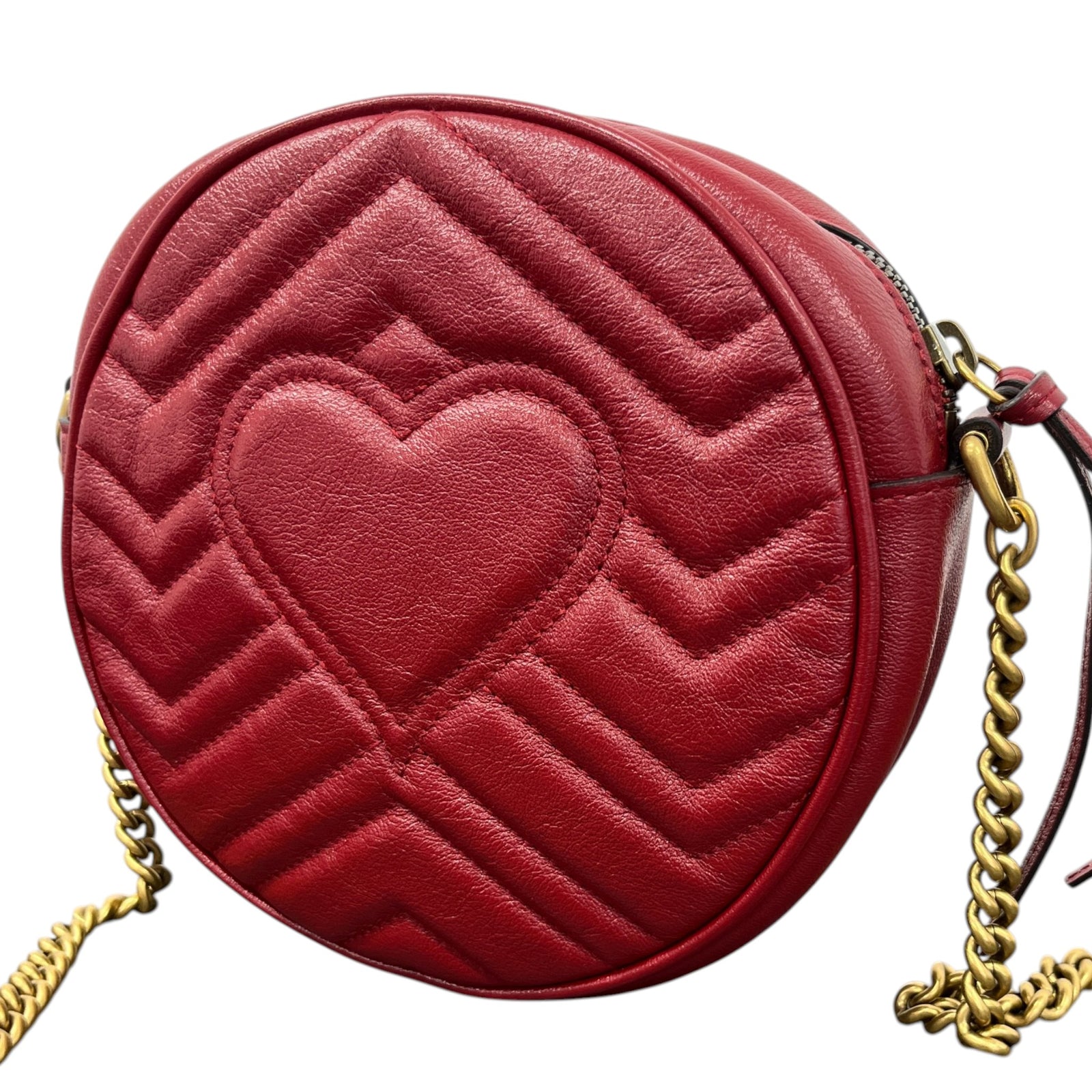 Women's Gg Marmont Mini Round Bag Red - Photo 9