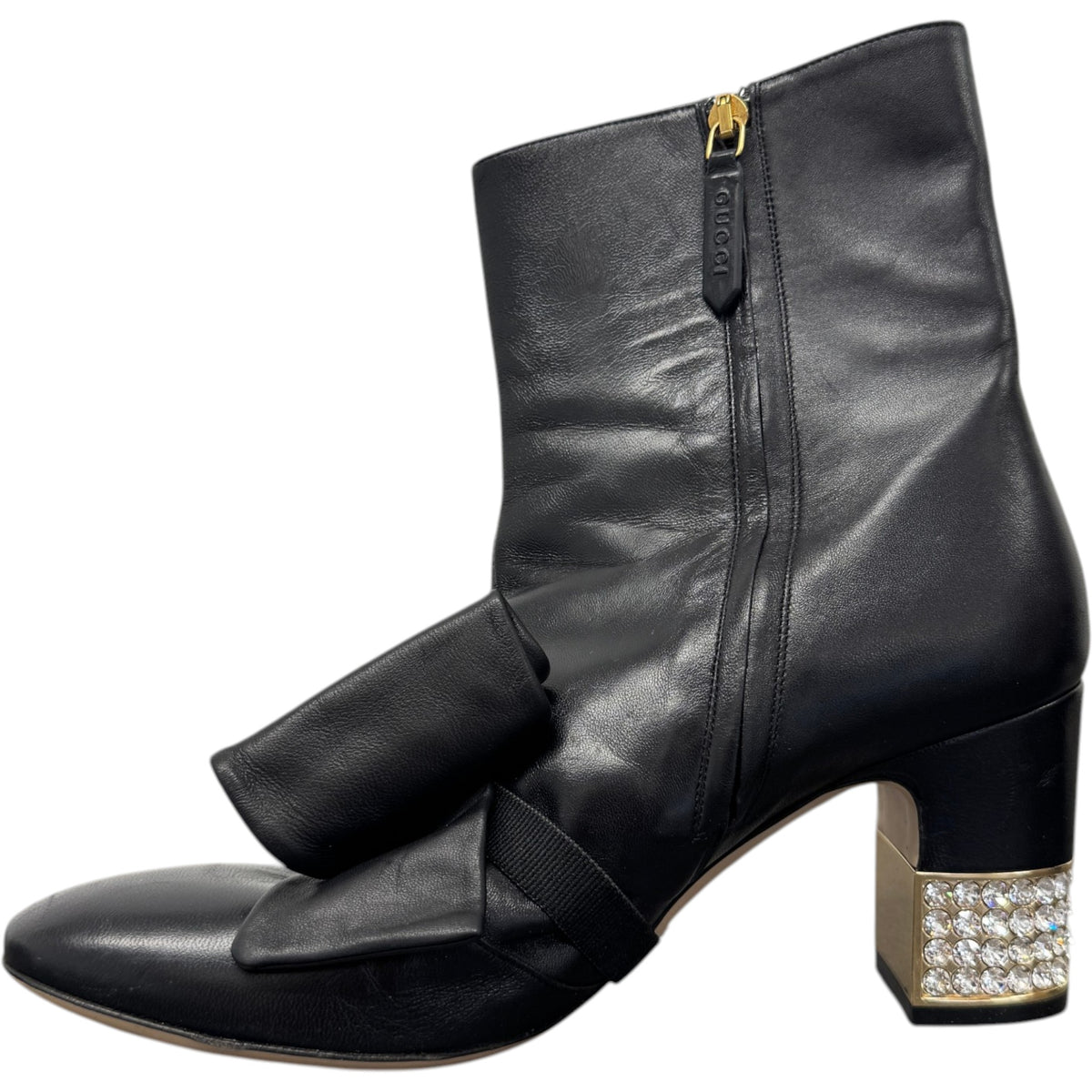 Women's Nappa Removable Bow Candy Ankle Boots Black Size UK 6 / EU 39 - Photo 2