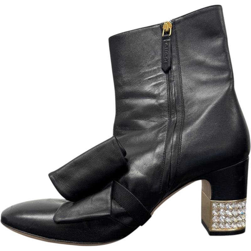 Women's Nappa Removable Bow Candy Ankle Boots Black Size UK 6 / EU 39