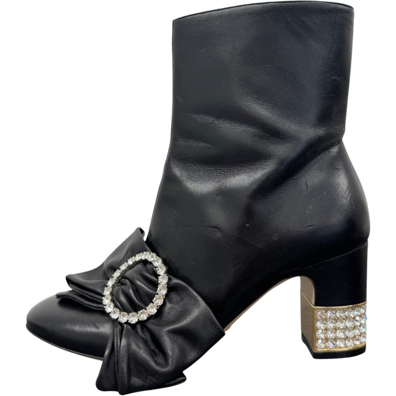 Women's Nappa Removable Bow Candy Ankle Boots Black Size UK 6 / EU 39