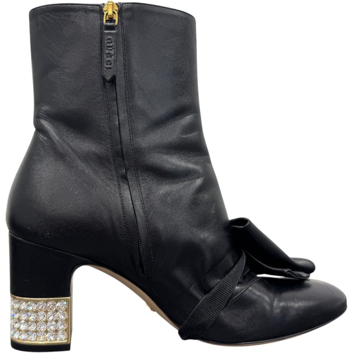 Women's Nappa Removable Bow Candy Ankle Boots Black Size UK 6 / EU 39 - Photo 5