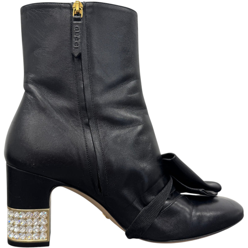 Women's Nappa Removable Bow Candy Ankle Boots Black Size UK 6 / EU 39