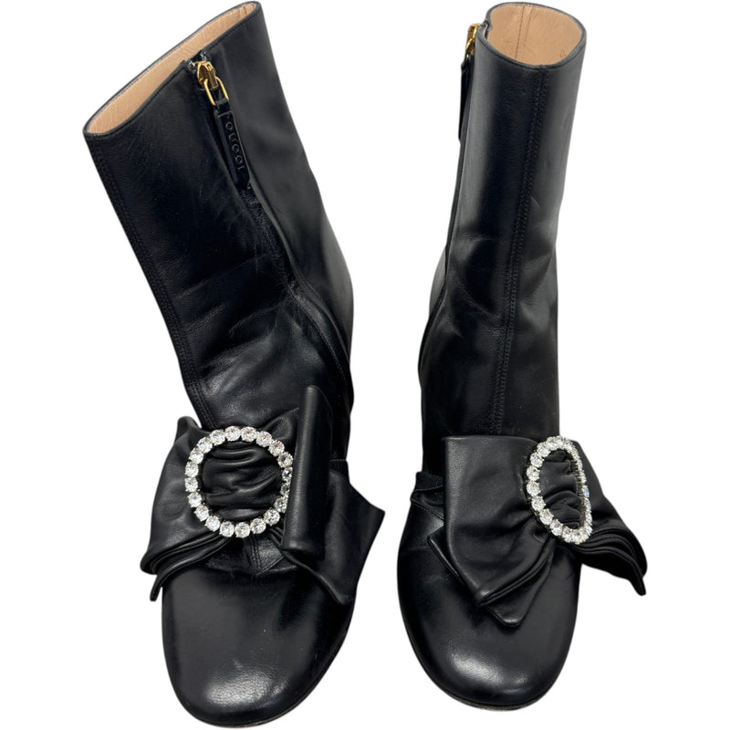 Women's Nappa Removable Bow Candy Ankle Boots Black Size UK 6 / EU 39