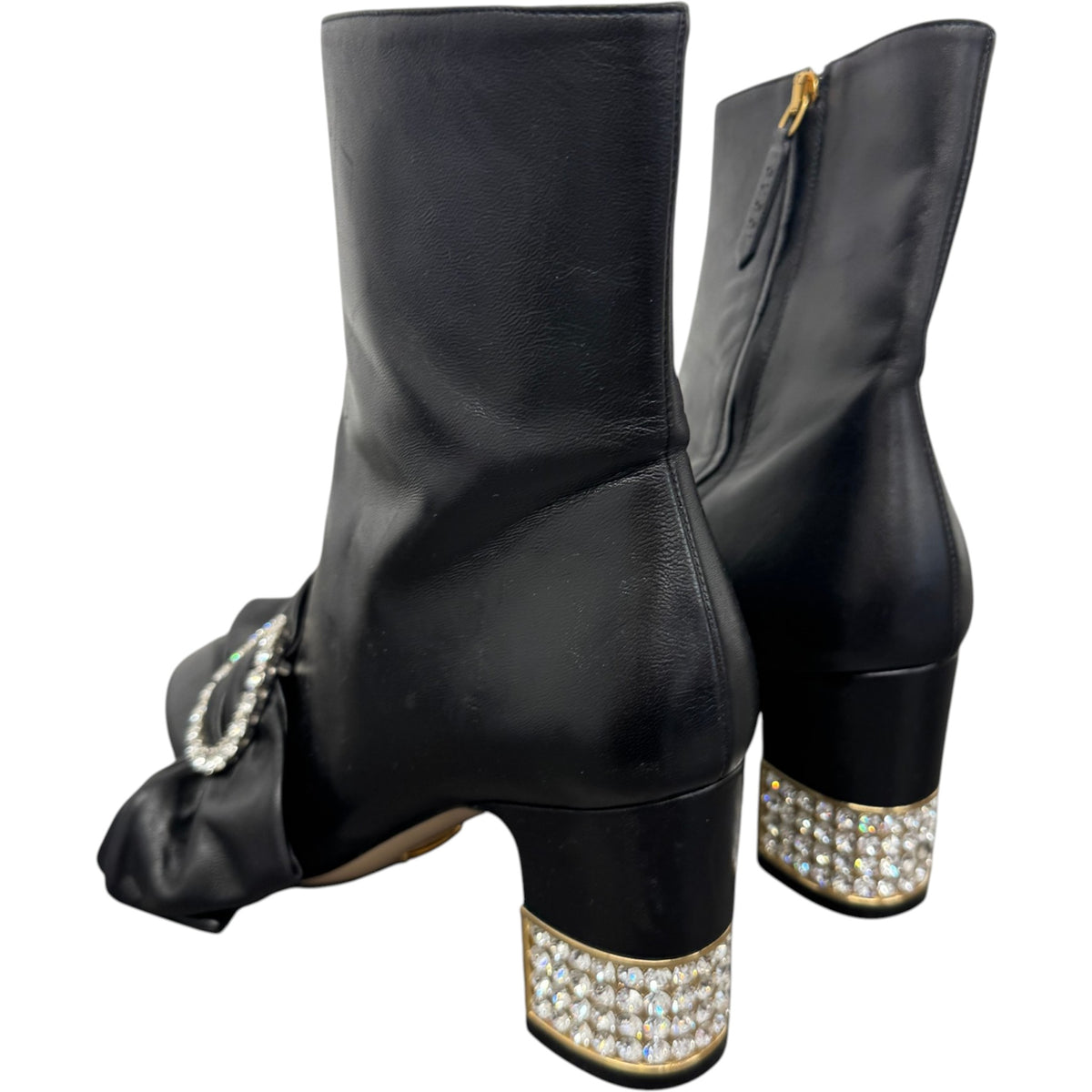 Women's Nappa Removable Bow Candy Ankle Boots Black Size UK 6 / EU 39 - Photo 8