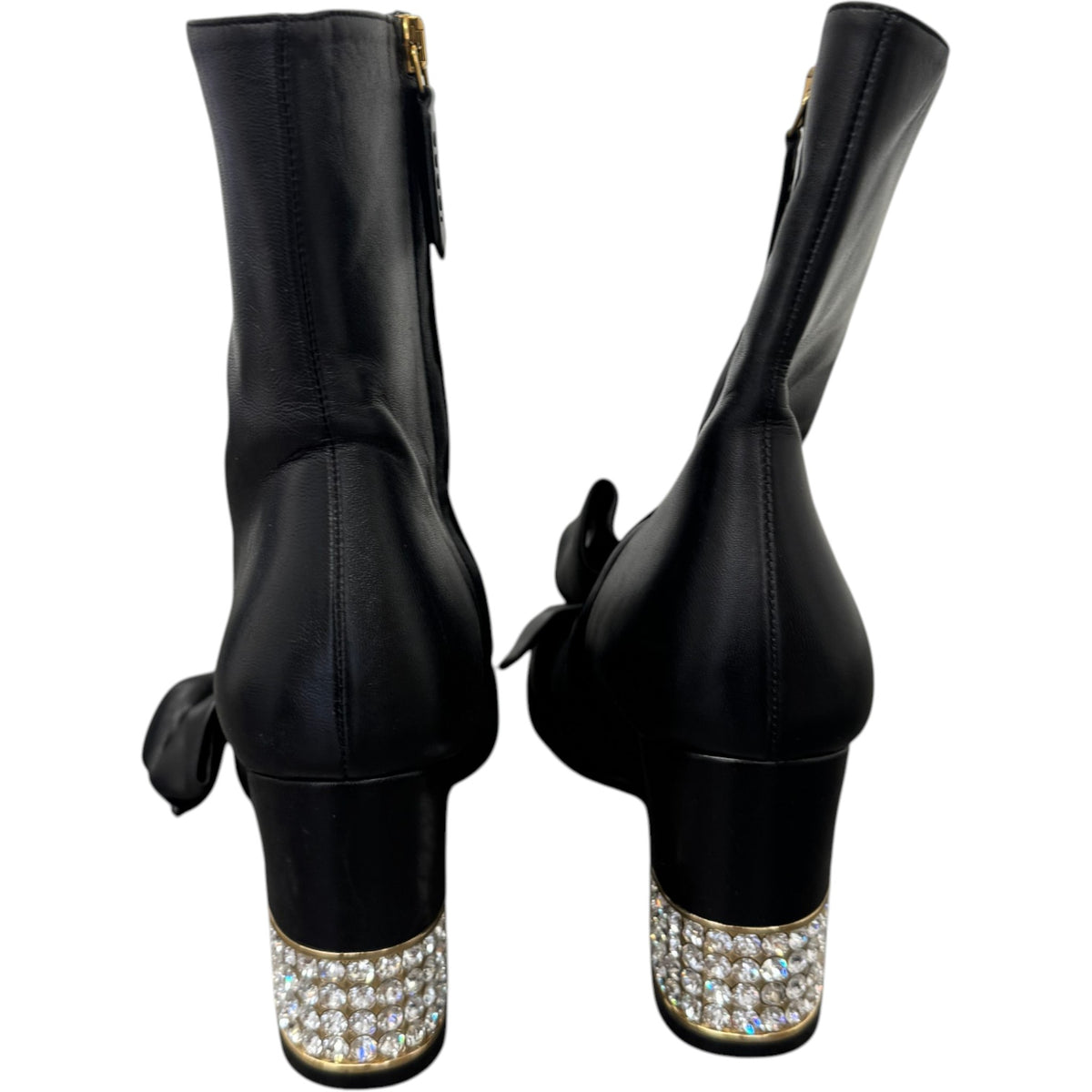 Women's Nappa Removable Bow Candy Ankle Boots Black Size UK 6 / EU 39 - Photo 9
