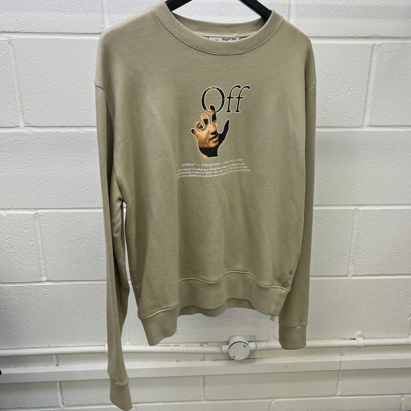 Men's Logo Print Sweatshirt Beige Size M - Photo 9