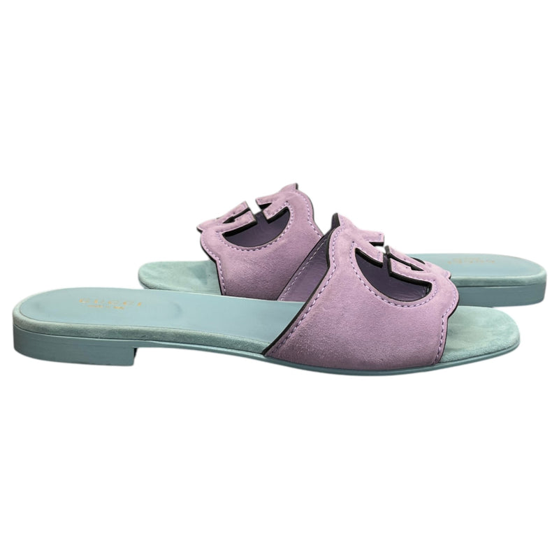 Women's Interlocking G Slides Blue Size UK 5 / EU 38