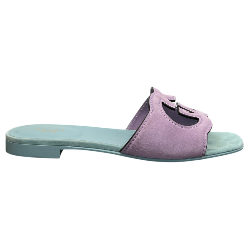 Women's Interlocking G Slides Blue Size UK 5 / EU 38