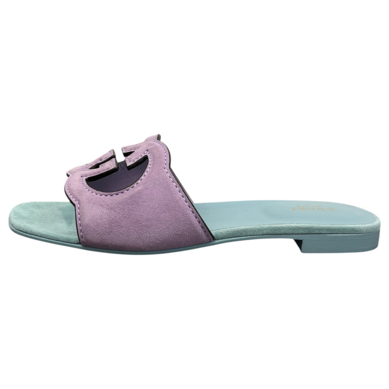 Women's Interlocking G Slides Blue Size UK 5 / EU 38