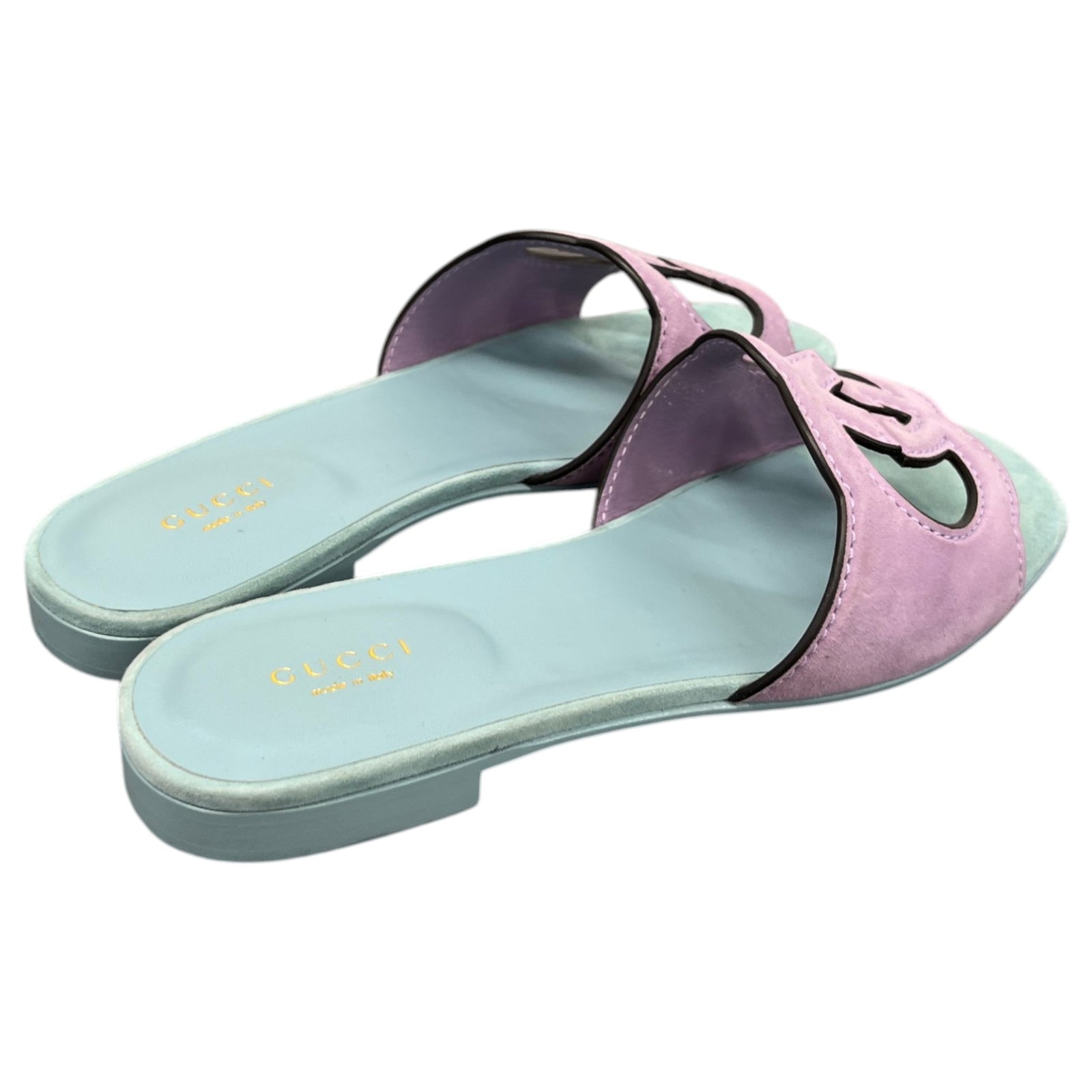 Women's Interlocking G Slides Blue Size UK 5 / EU 38 - Photo 8