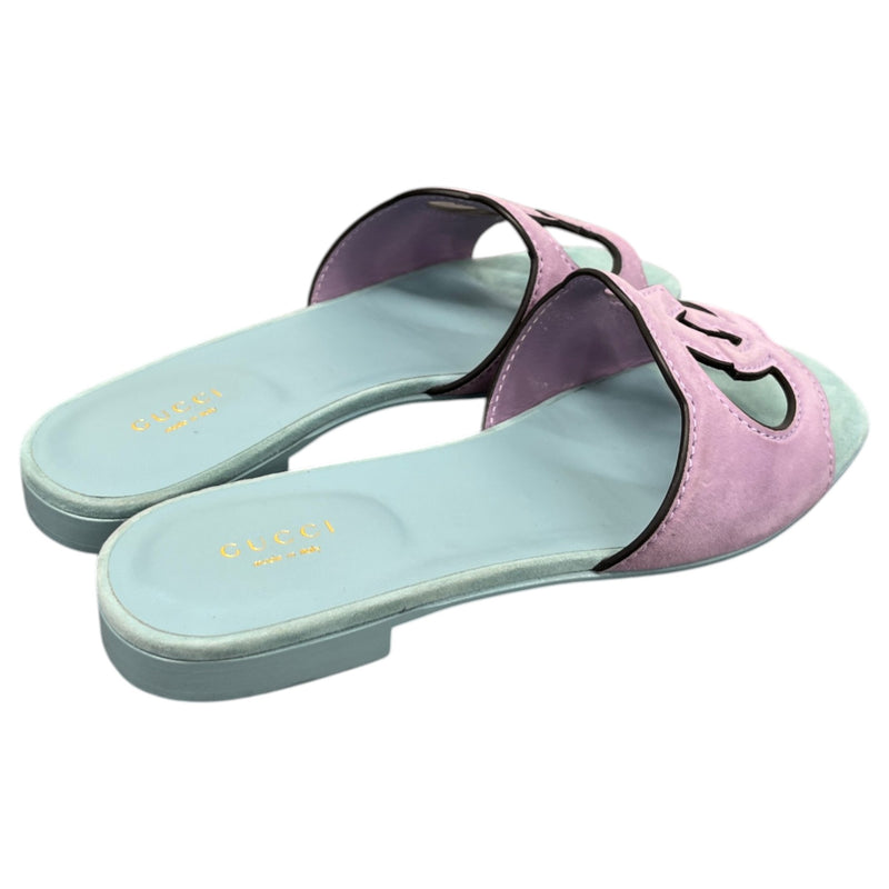Women's Interlocking G Slides Blue Size UK 5 / EU 38