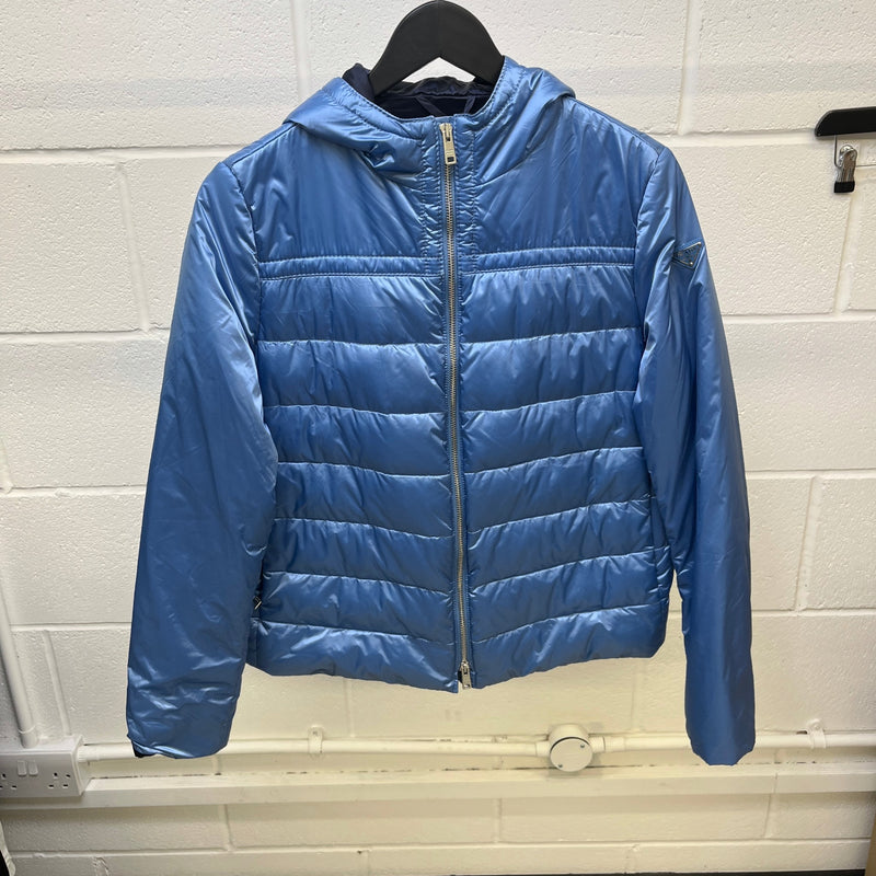 Women's Plaque Logo Down Jacket Blue Size XL / UK 14