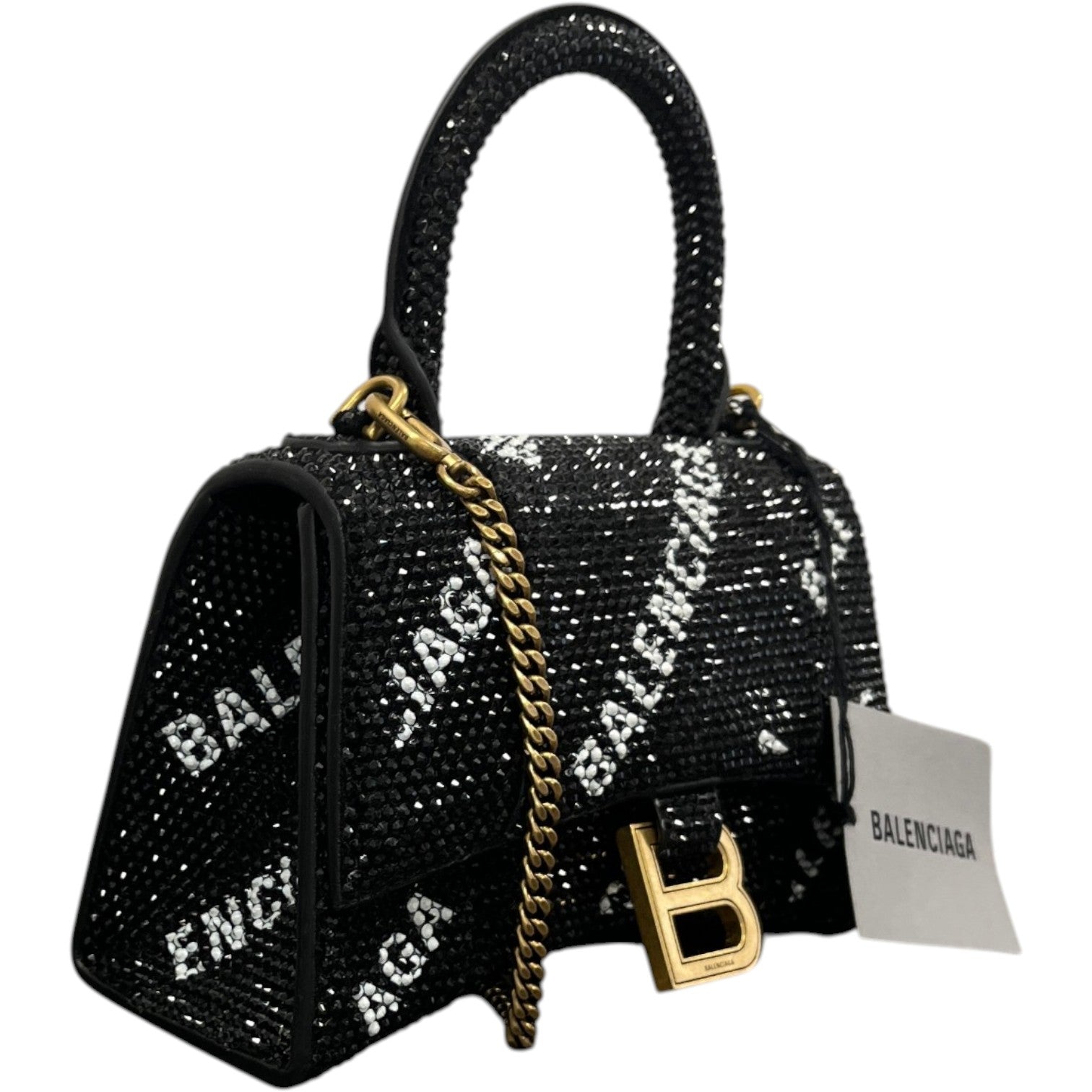 Women's Crystal Hourglass Xs Top Handle Bag Black - Photo 4