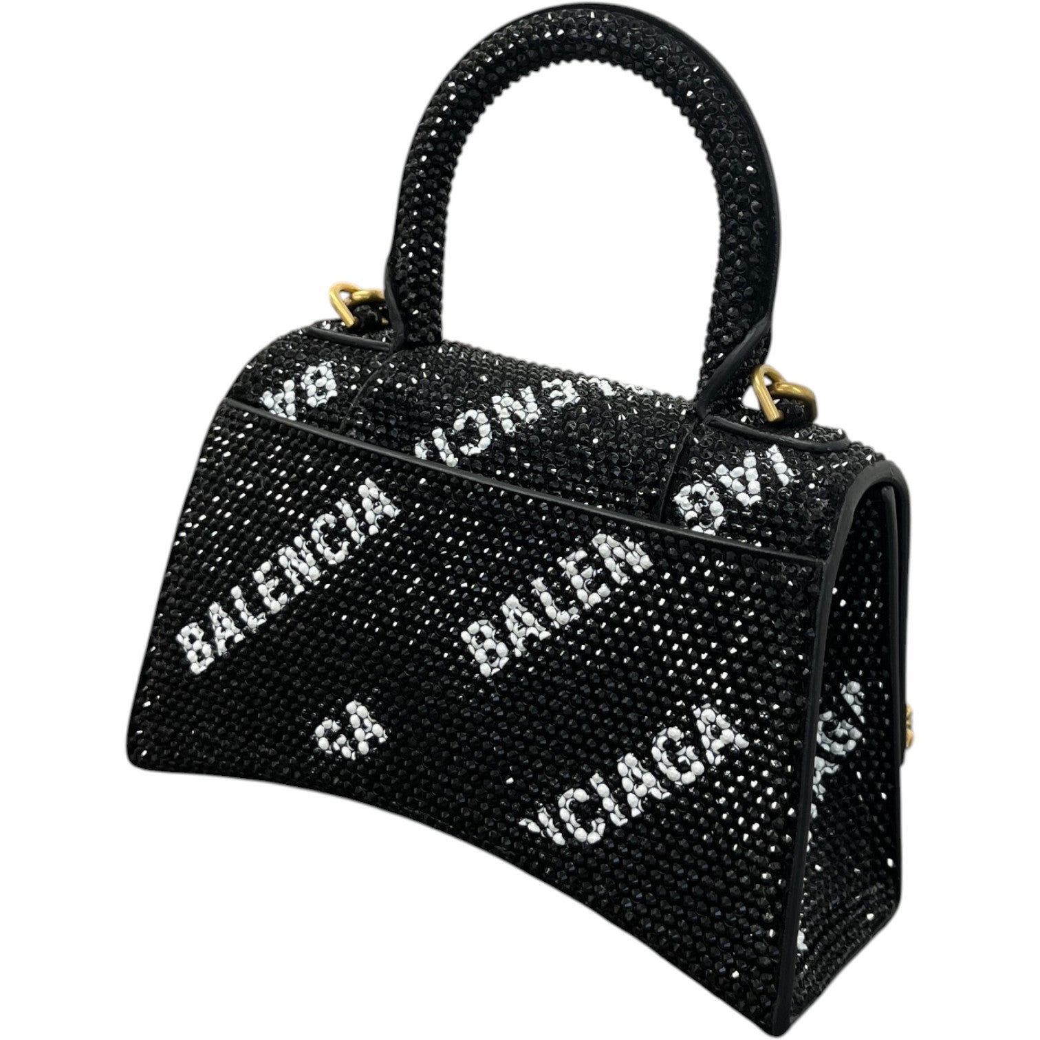 Women's Crystal Hourglass Xs Top Handle Bag Black - Photo 6
