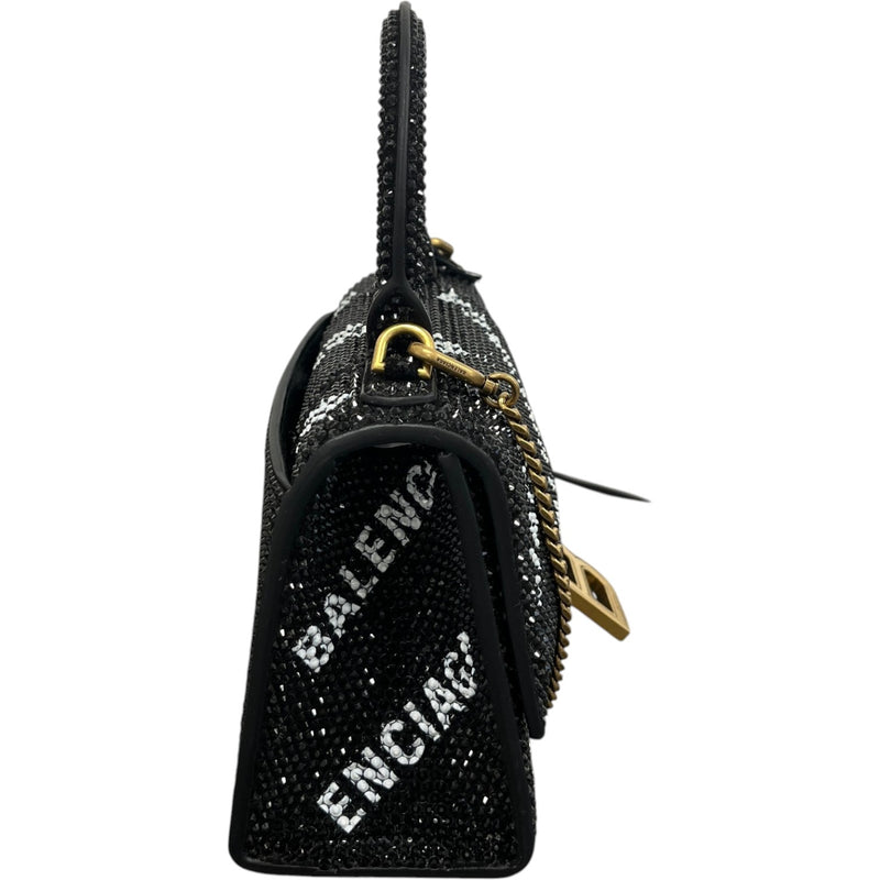 Women's Crystal Hourglass Xs Top Handle Bag Black