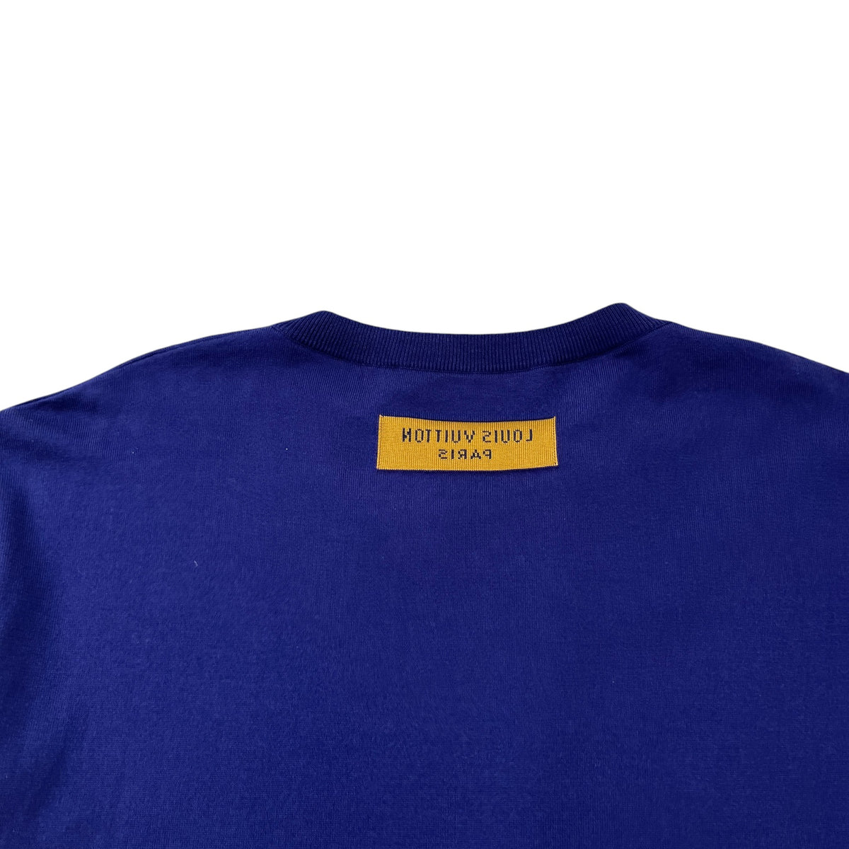 Men's Script Logo Intarsia Knit T-Shirt Navy Size L - Photo 6