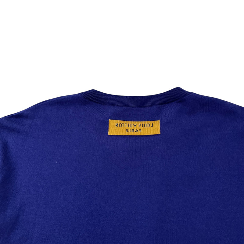 Men's Script Logo Intarsia Knit T-Shirt Navy Size L