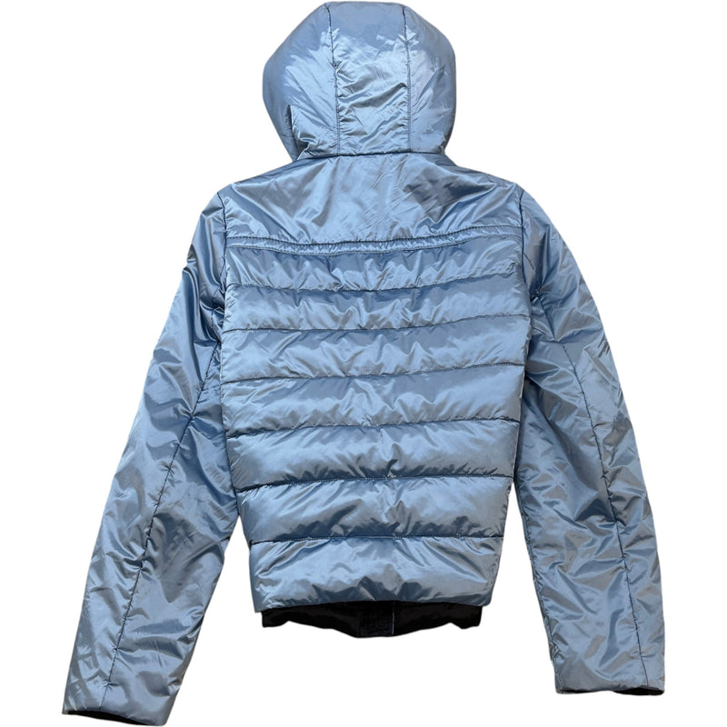 Women's Plaque Logo Down Jacket Blue Size XL / UK 14
