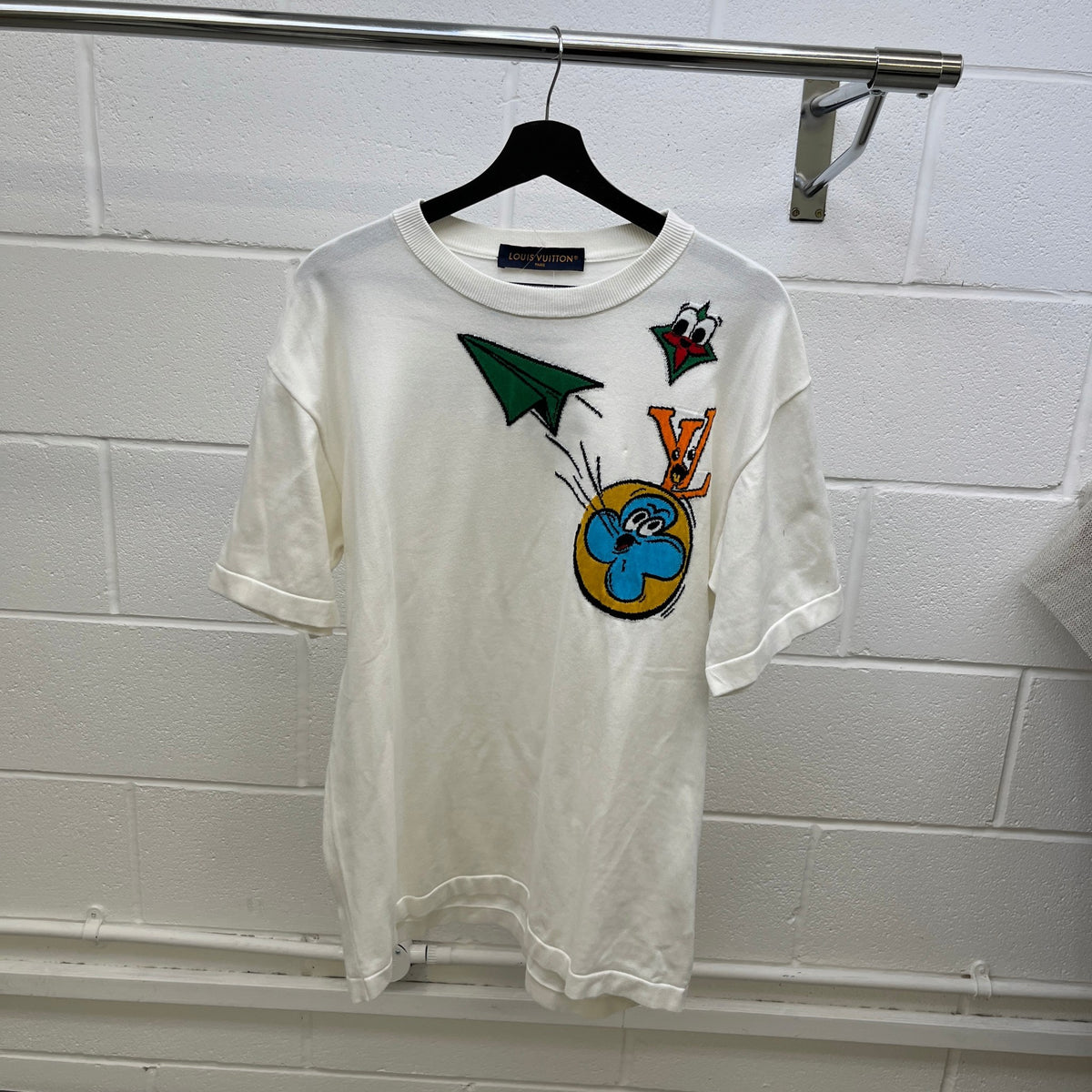 Men's Monogram Comics Intarsia T-Shirt White Size L - Photo 8