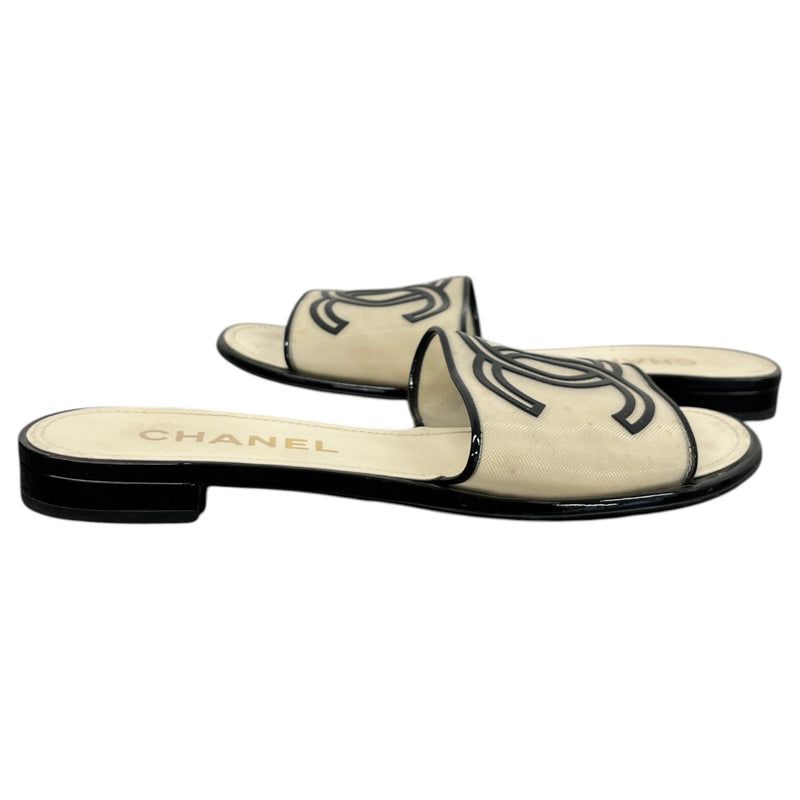 Women's Interlocking Cc Logo Sandals Beige Size EU 40.5 / 7.5