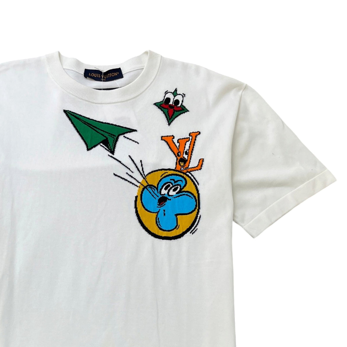 Men's Monogram Comics Intarsia T-Shirt White Size L - Photo 3