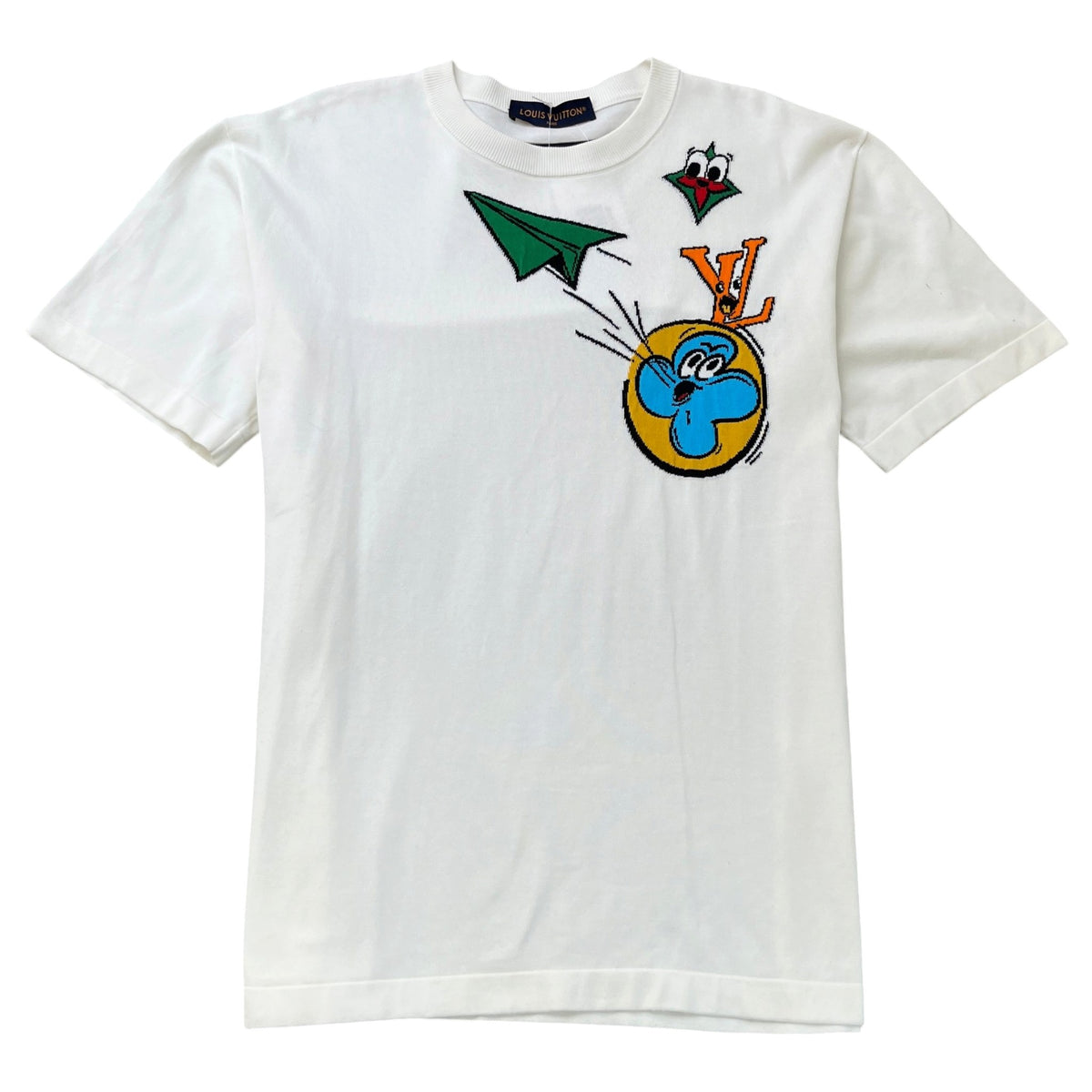 Men's Monogram Comics Intarsia T-Shirt White Size L - Photo 1