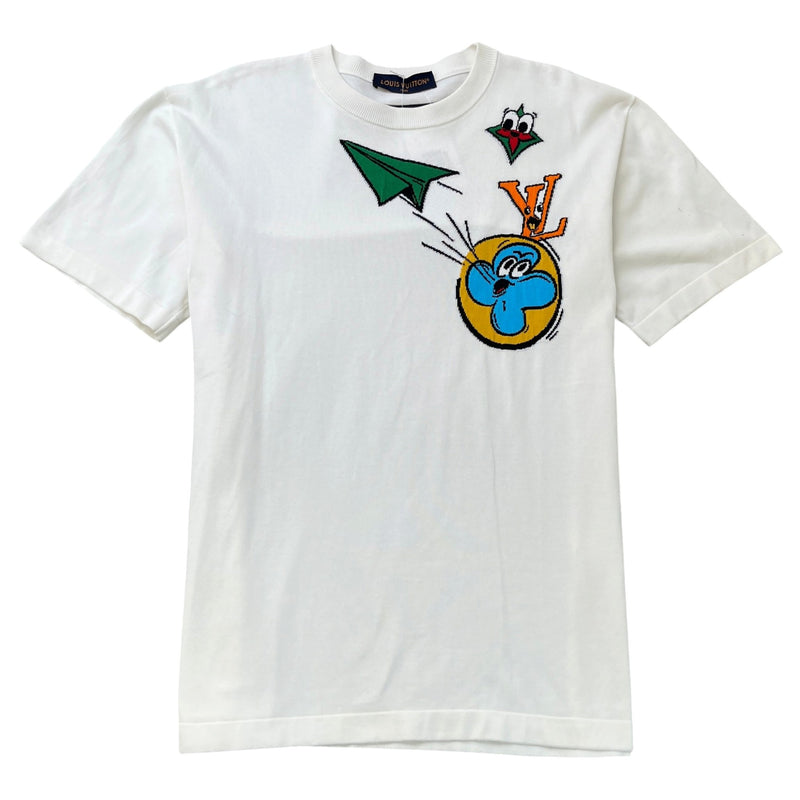 Men's Monogram Comics Intarsia T-Shirt White Size L