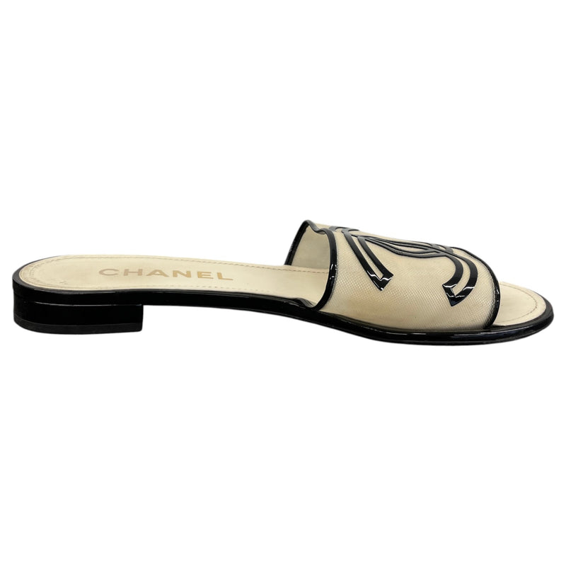Women's Interlocking Cc Logo Sandals Beige Size EU 40.5 / 7.5