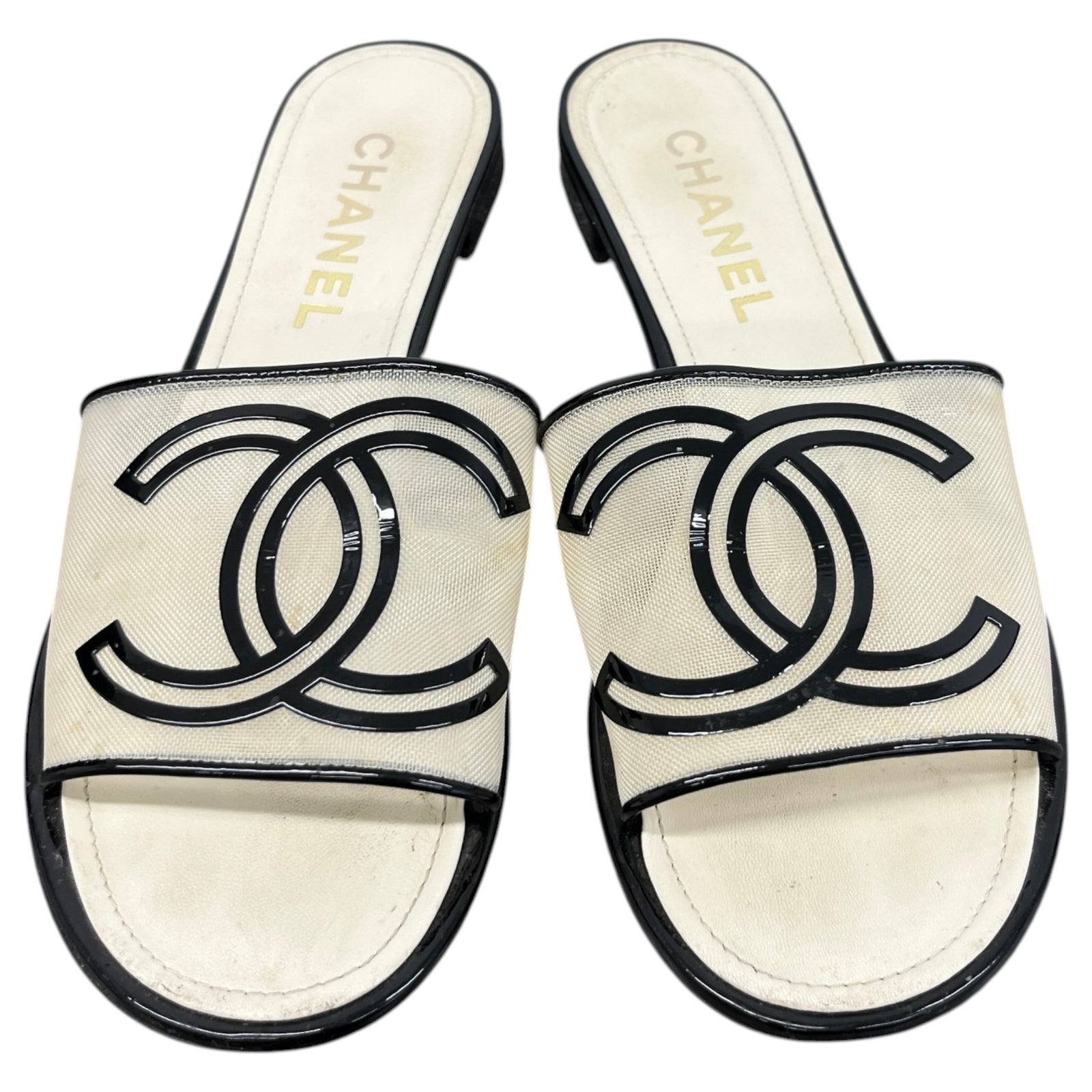 Women's Interlocking Cc Logo Sandals Beige Size EU 40.5 / 7.5 - Photo 6