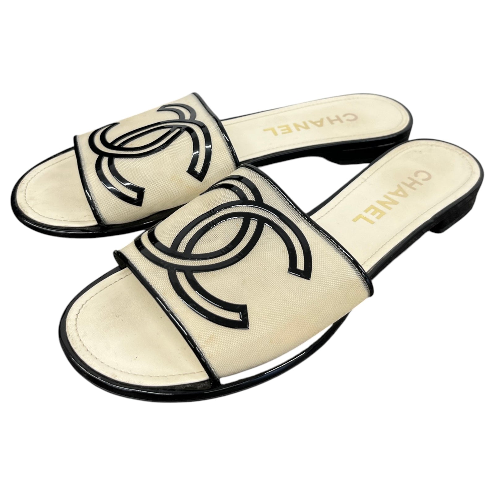Women's Interlocking Cc Logo Sandals Beige Size EU 40.5 / 7.5 - Photo 9