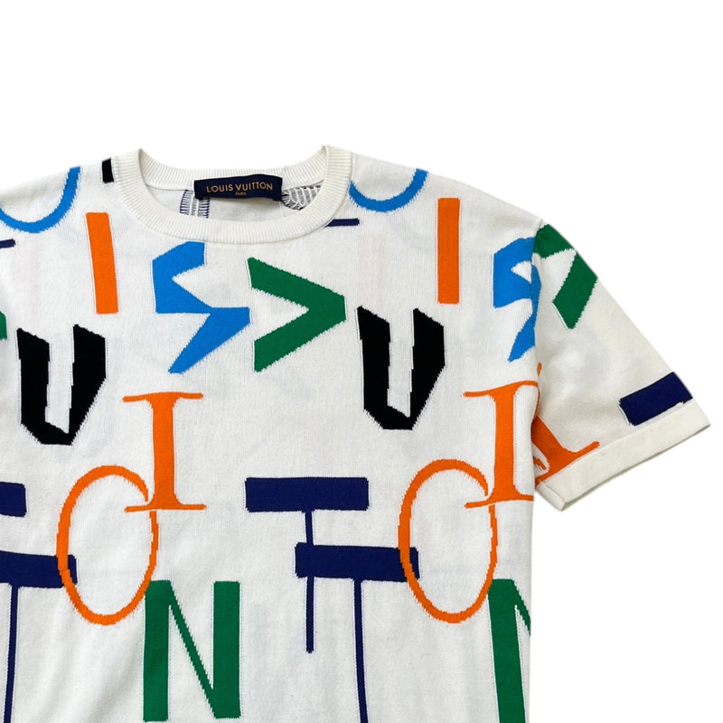 Men's LV Electric Intarsia Knit T-Shirt White Size XS