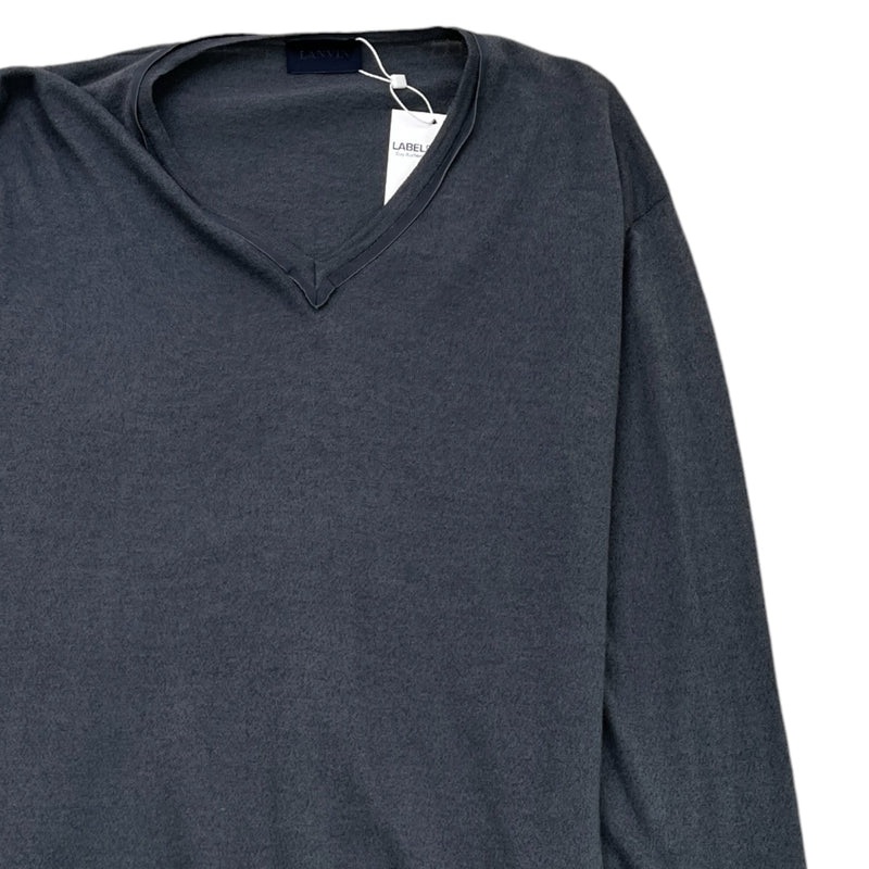 Men's V Neck Jumper Grey Size L