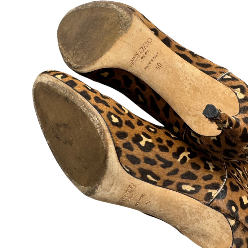 Women's Leopard Logo Print Boots Brown Size UK 7 / EU 40
