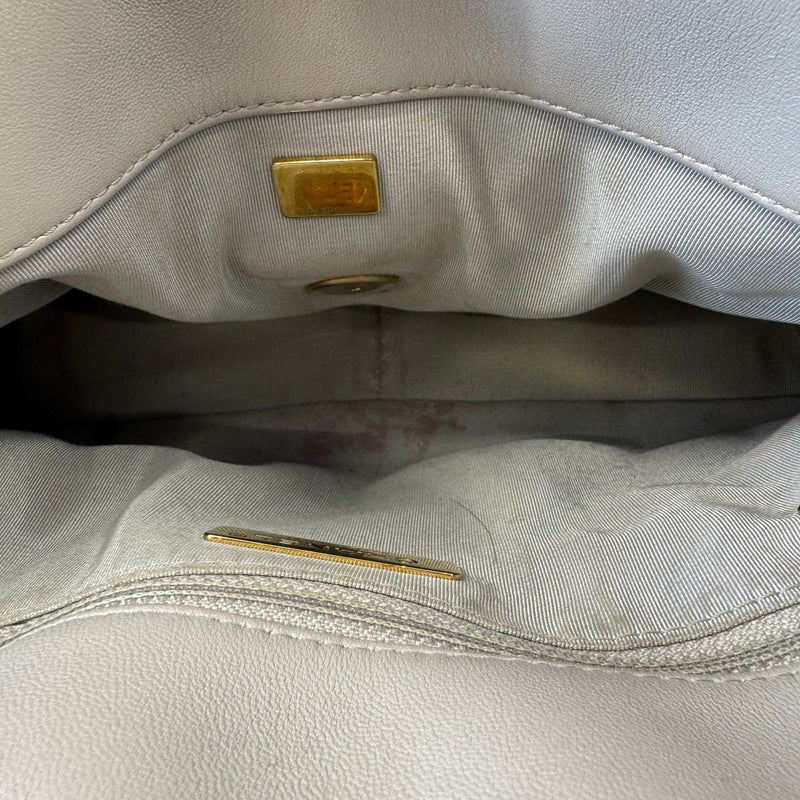 Women's Goatskin Quilted Medium 19 Flap Bag Grey
