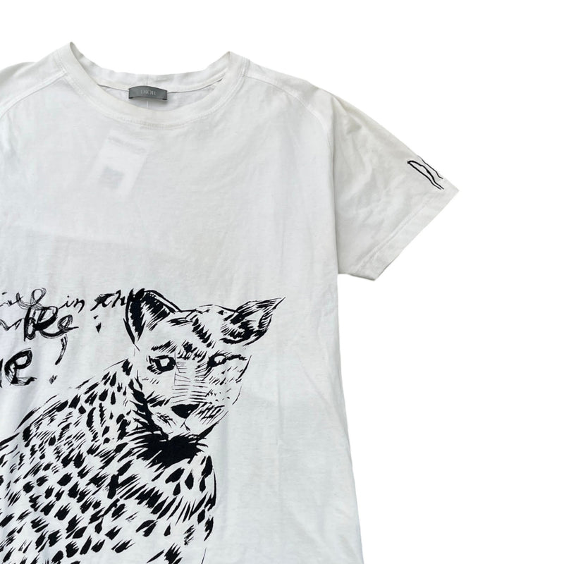 Men's Leopard Graphic T-Shirt White Size L