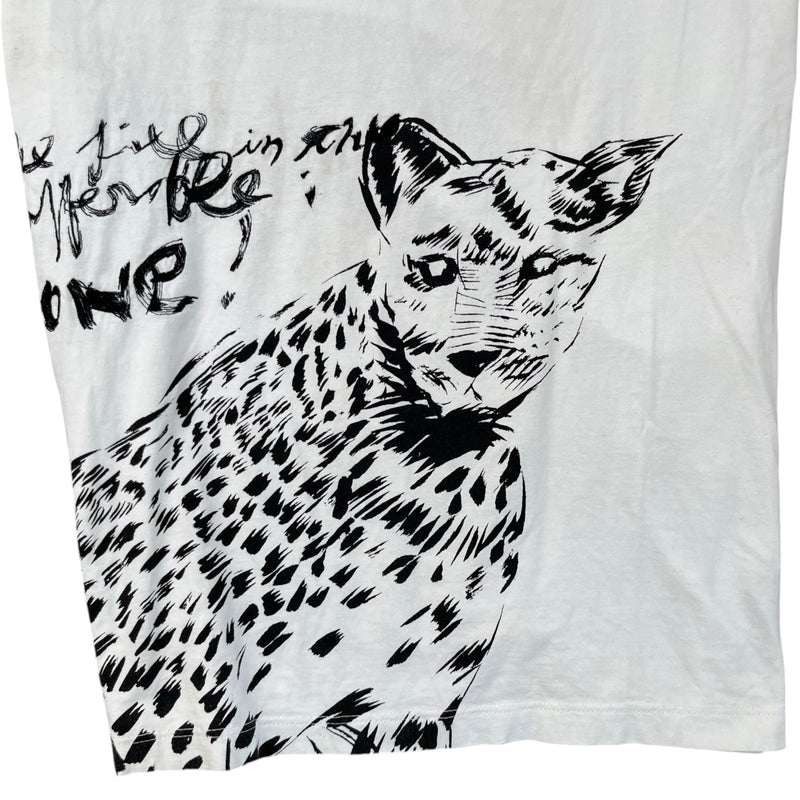 Men's Leopard Graphic T-Shirt White Size L