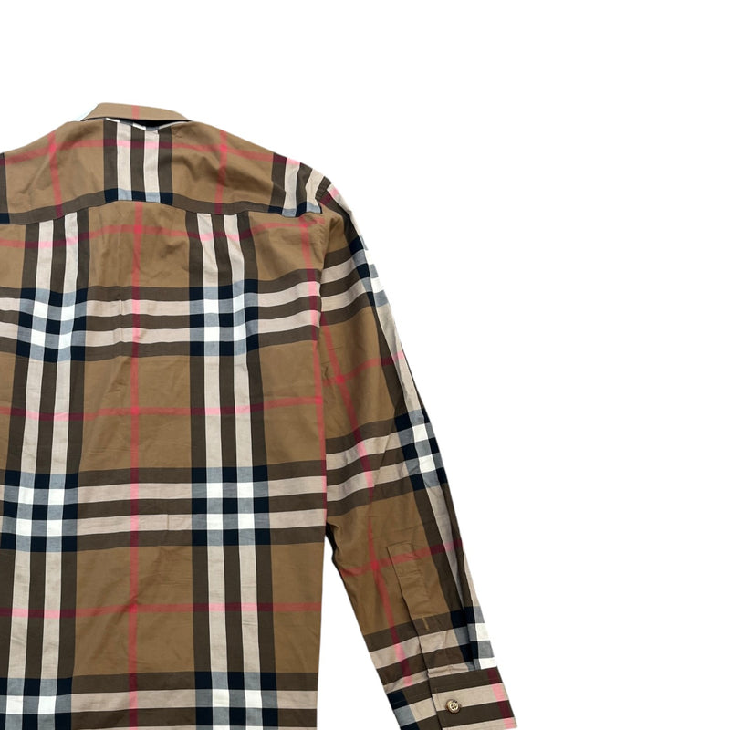 Men's Check Long Sleeve Shirt Beige Size XL