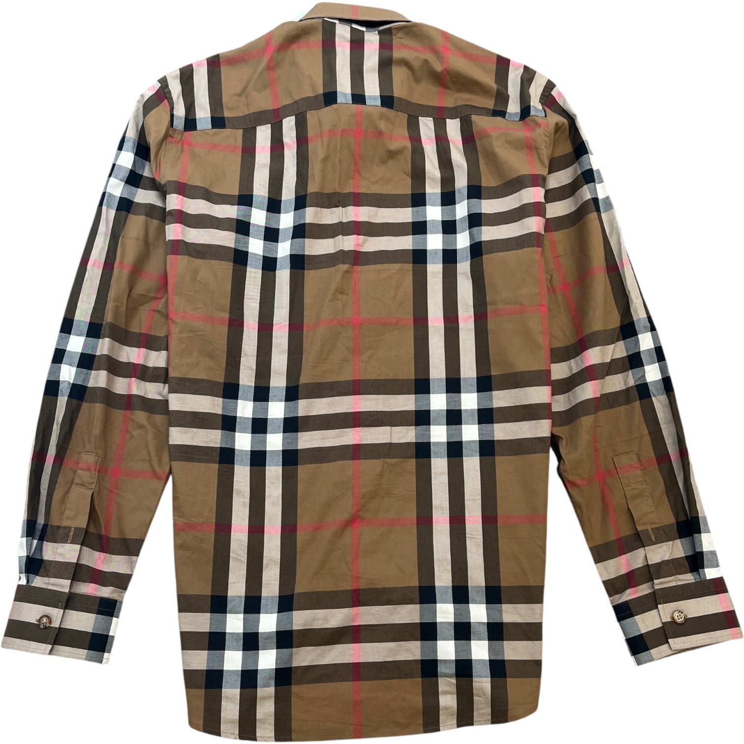 Men's Check Long Sleeve Shirt Beige Size XL - Photo 2