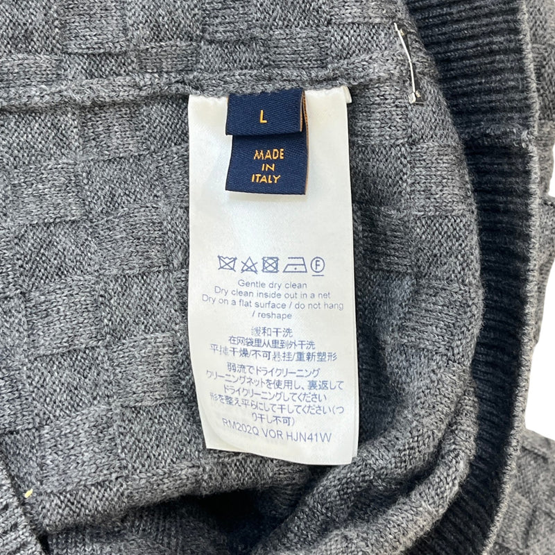 Men's Damier Knit Cardigan Grey Size L
