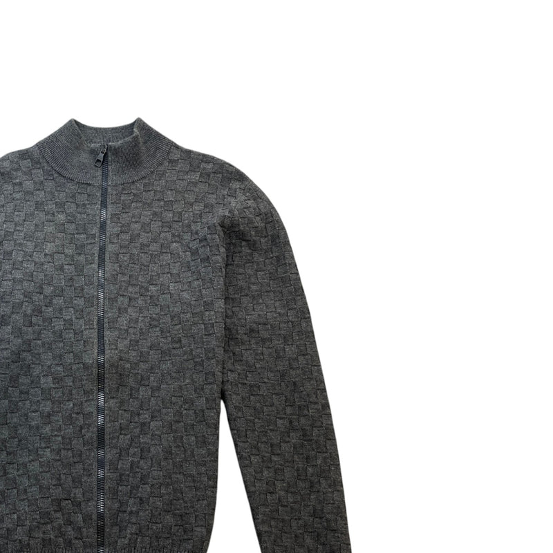 Men's Damier Knit Cardigan Grey Size L