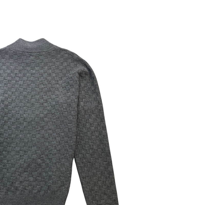 Men's Damier Knit Cardigan Grey Size L