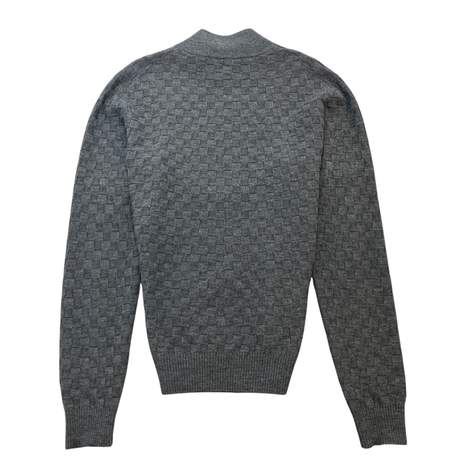 Men's Damier Knit Cardigan Grey Size L - Photo 2