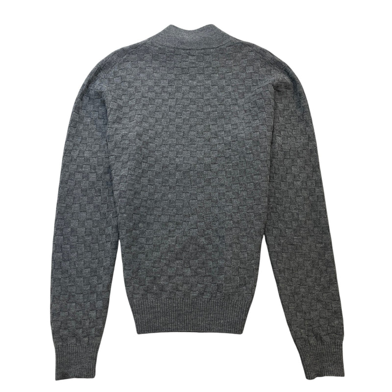 Men's Damier Knit Cardigan Grey Size L
