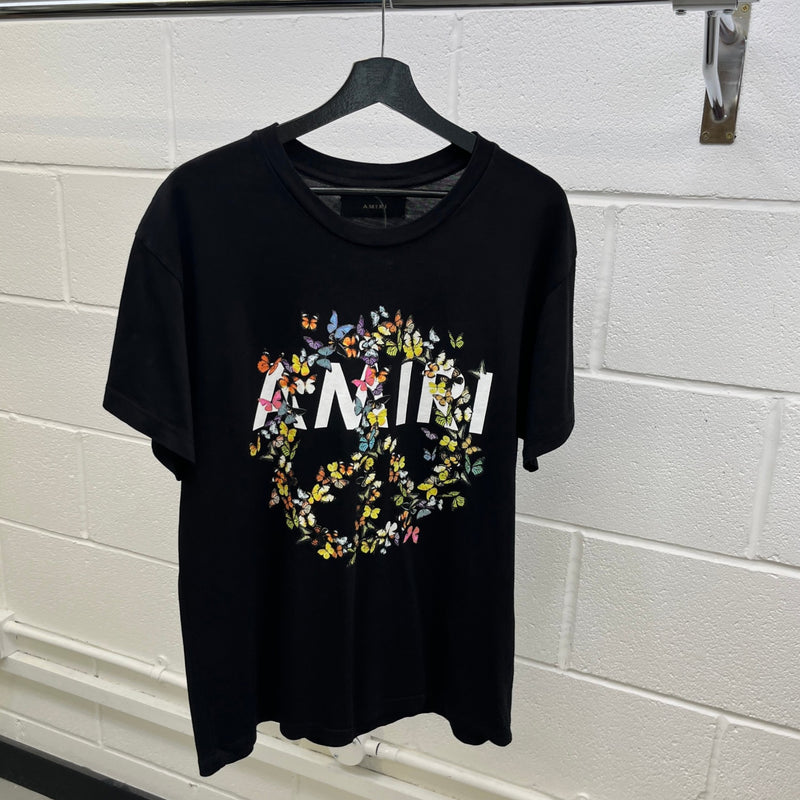 Men's Butterfly Logo Print T-Shirt Black Size S