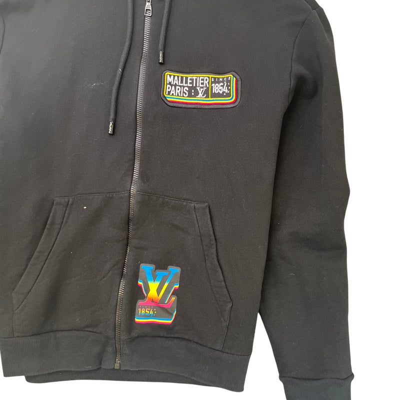Men's Lv Malletier Zip Up Hoodie Black Size XL
