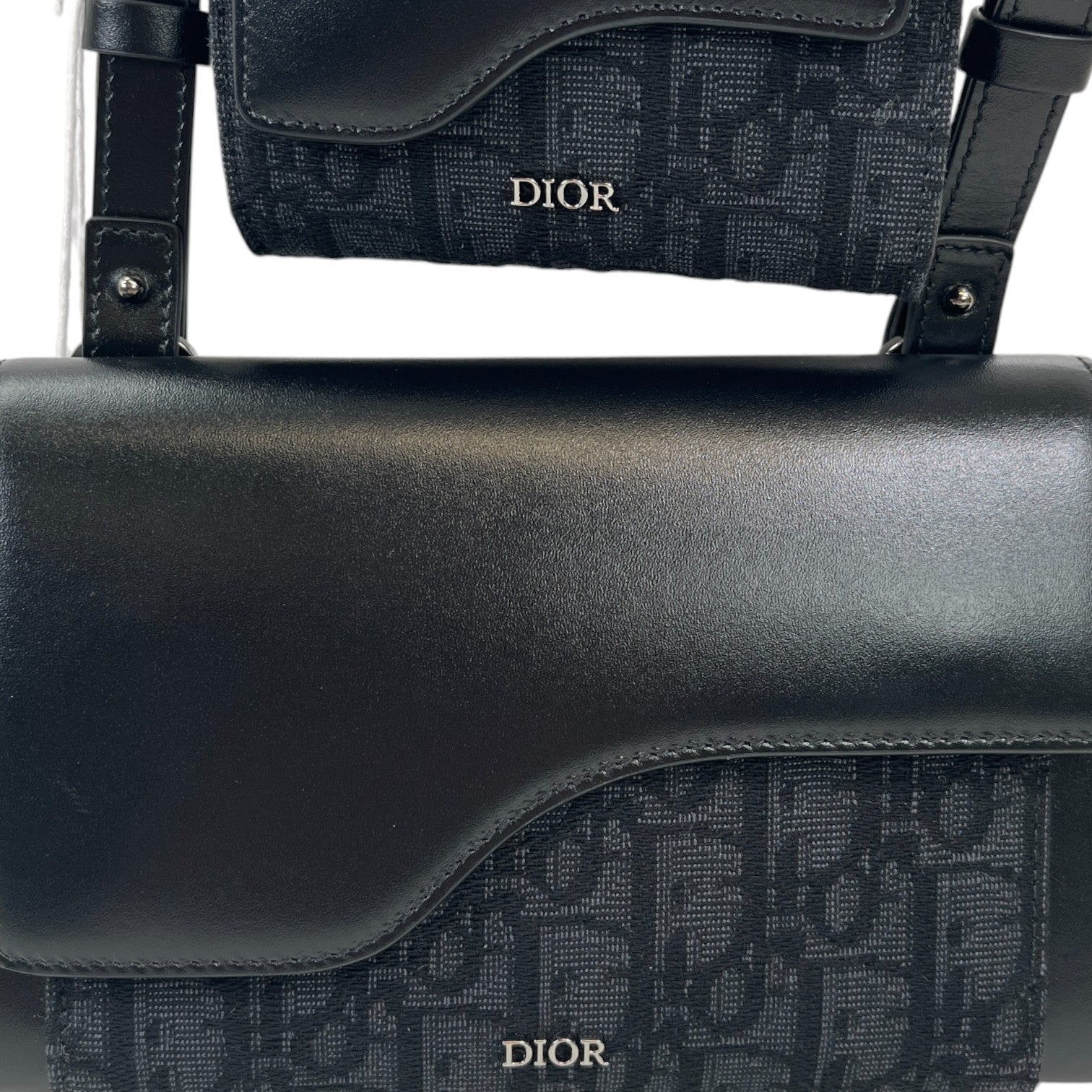 Men's Oblique Saddle Double Messenger Bag Black (Copy) - Photo 6